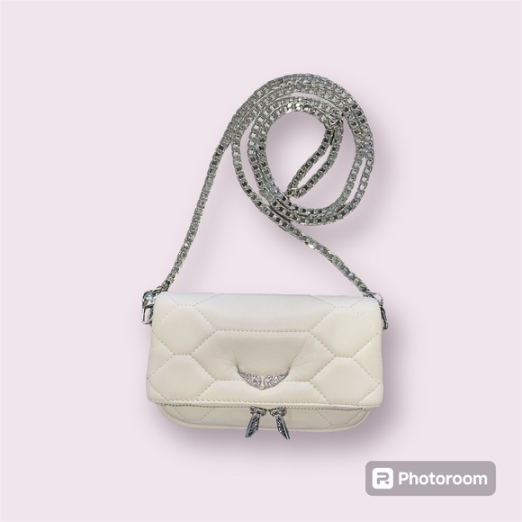 NWT Zadig & Voltaire Rock Nano XL Mat Scale Bag Cream - Picture 1 of 11